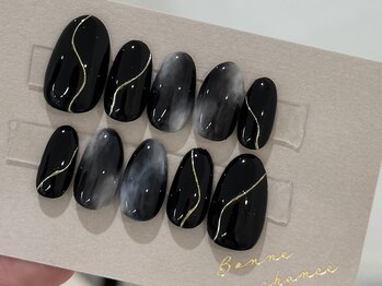 ブラックニュアンスネイルチップ