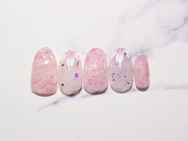 マーブル花吹雪ネイル全員￥8500