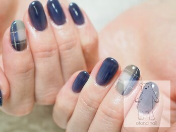 オトナネイル(otona nail)/ネイビーチェックネイル