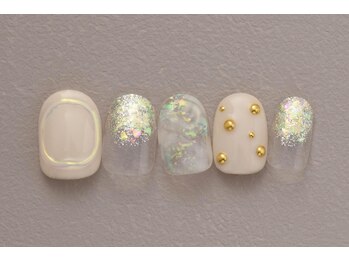 ネイルサロンプリッシュ 横浜店(prish)/7000円 アイボリー ミラー