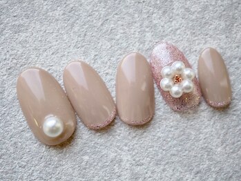 カトルナフ(quatre fois neuf)/くすみピンクのお花アート