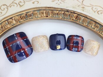 ネイルサロン あかねいろ/チェックアート 冬フット