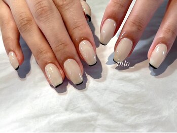 ネイルサロン イントゥ(into_)/細フレンチ　黒フレンチ