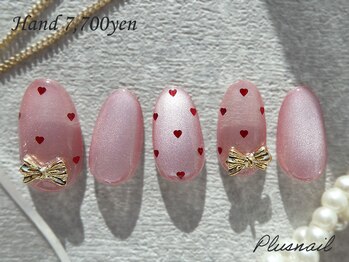 プラスネイル 北千住東口店(PLUS NAIL)/【3326】ハート×リボンネイル♪