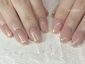 ビビネイル(vivi.NAIL)/ミラーフレンチネイル
