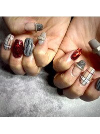 ニット＆チェックネイル