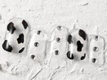 ジェミーネイル エビス(Jemiy nail ebisu)/クリア牛柄アニマル6980yen