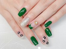 エムネイル(M-Nail)/★フラワーグ緑ネイル★