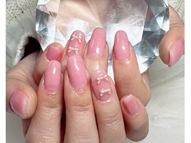 ワンカラー/ピンク/ラメ/リボン