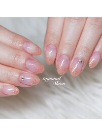 オレンジラメグラネイル