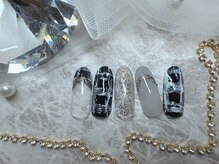 ネイルキュート アンド クールラッシュ 亀有店(nailcute & CoolLash)/白黒ツイードネイル