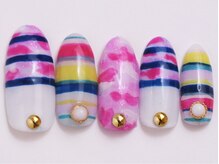 ネイリックス 栄ガスビル(NAILX)/ピンクの迷彩柄ネイル