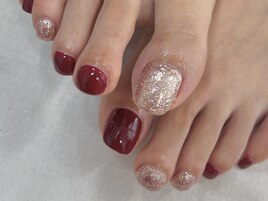 [フット]ボルドー×ラメカラー