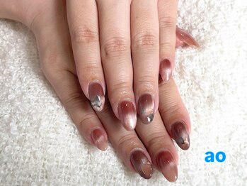 アオ(ao)/ホロ埋め込みネイル