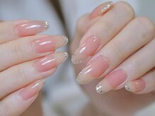 幻之花ネイル/マオジェル　ラメフレンチ