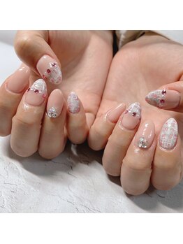 ブラン(blanc)/ピンクツイードネイル