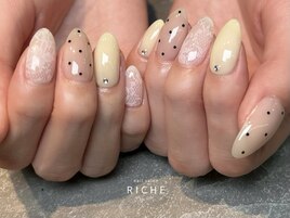 レース×ドット×バターイエロー