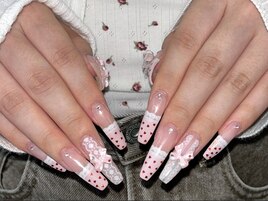 -- 長さだし×ガーリーネイル --