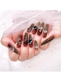 クロム風ロングネイル韓国ネイル