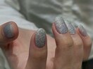 ブルー フラッシュネイル ラメ