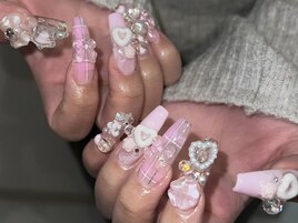 クリアチェック春ネイル