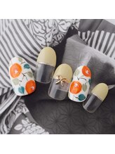 ラ カゼッタ(La casetta)/和柄フラワーフレンチネイル