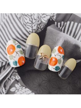 ラ カゼッタ(La casetta)/和柄フラワーフレンチネイル