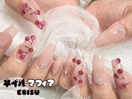 さくらんぼ/手描きネイル