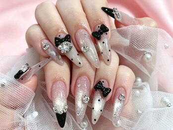 ニューネイル 池袋(NEW NAIL)/漆黒リボンのロマンス