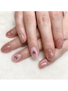 はあとねいる 宇都宮御幸ヶ原店/ベビーピンクハートネイル