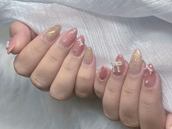 ネイルズバー 新宿店(Nails Bar)/パールリボングリッターネイル