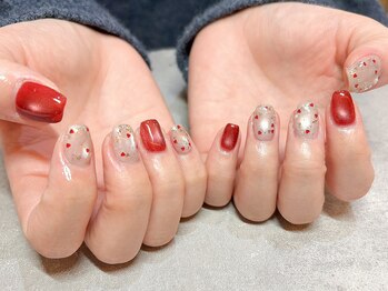 ライトウェーブ 長野駅前店/赤色*キラキラネイル♪