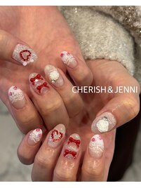 レース×リボンネイル