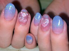 ぷっくり ハート クリア くま