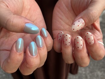 サクノネイル(SAKUNONAIL)/アシメハートブルーネイル