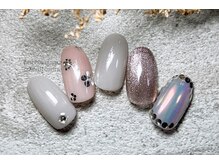 バブル シュガー バイ ネイルクローネ(bublle sugar by.nail crone)/オーロラ&お花ネイル