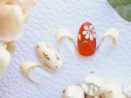 ぷっくりフラワー☆秋色オレンジ