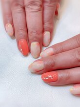 ハーティーネイル hearty nail 溝の口店/オレンジ×イエローネイル