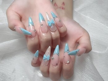水色フレンチ　埋め尽くし