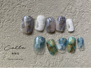 カラネイル 南森町店(calla nail)/ブルー×ブラック