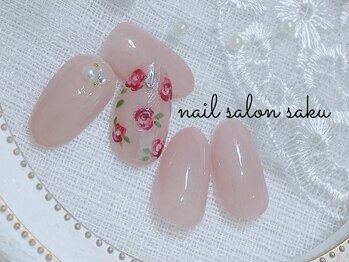サク(saku)/4月の定額ネイル/バラ