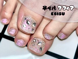 キラキラストーンフットネイル