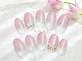 オレンジ お花ネイル 【11868】