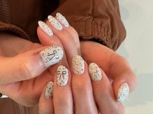 ヌル ネイル 堀江(NURU NAIL HORIE)/ダルメシアン×リボンネイル♪