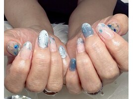梅雨ネイル/傘ネイル/水色
