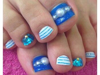 ネイルサロン ティディ(TIDY)/ボーダー×パール ¥