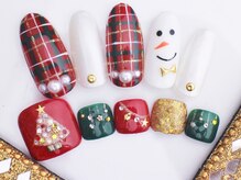 ネイルサロン あかねいろ/クリスマス　チェック　フット
