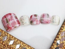 ネイルサロン あかねいろ/秋冬　チェック　クリスマス