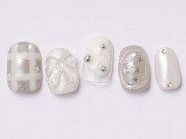 ホワイトチェックリボン