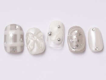 アイ ネイルズ 天神店(I nails)/ホワイトチェックリボン